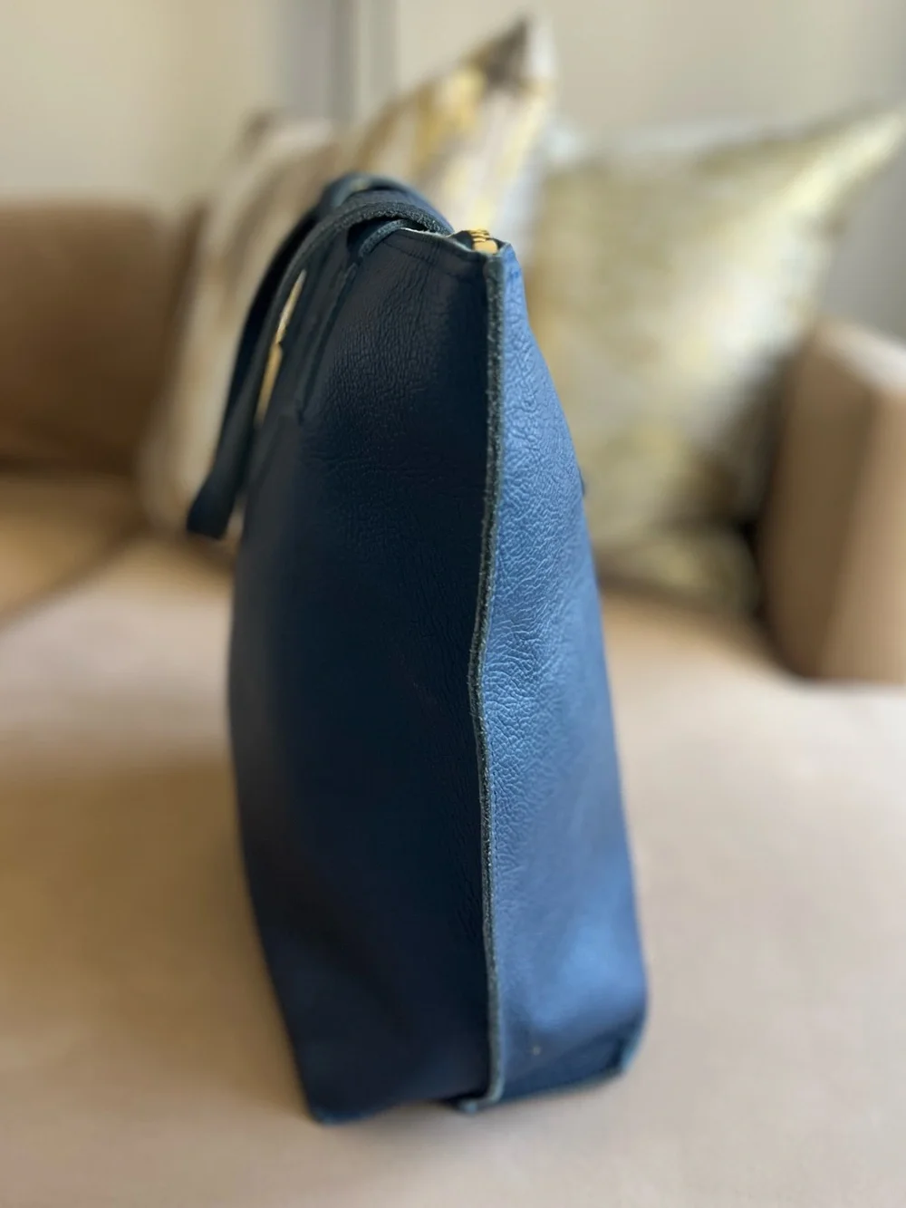 Mark & Graham Everyday Italian Leather Tote - Navy - Medium - Picture 4 of 9